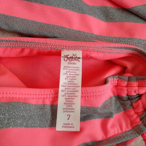 Bundle of 2 Justice Girl's Size 7 Pink Tankini Swimsuits - Picture 5 of 14